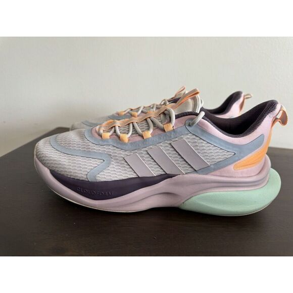 adidas Women's 10 Alphabounce+ Running Shoes Sneakers Purple Teal New - Picture 2 of 5